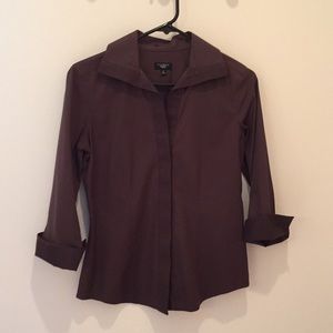 Talbots chocolate 3/4sleeve with ribbed accent
